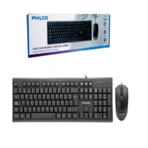 Kit Teclado + Mouse Philco K4500 (Alámbrico, 1.200dpi, Negro)